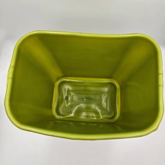 Vintage MCM Diamond Avocado Olive Green Plastic Wastebasket Garbage Trash Can - Picture 7 of 11